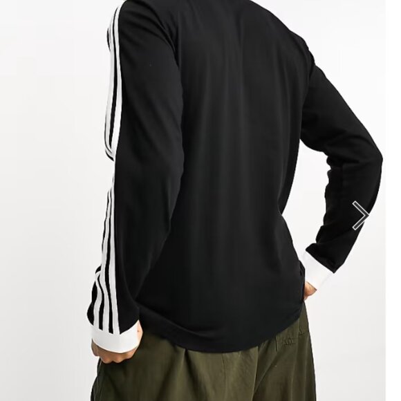 Mens Adidas 3 Stripe Black Long Sleeve TeeSize Large - Picture 7 of 9